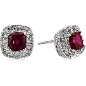 Ruby and White Sapphire Earrings